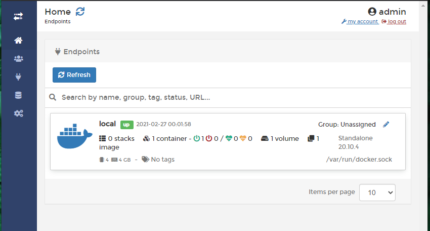 The Portainer Dashboard