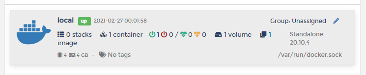 The Portainer local endpoint