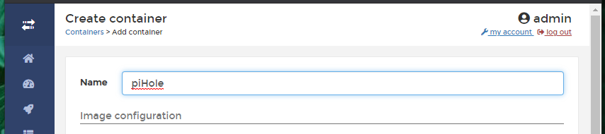 Create container name field