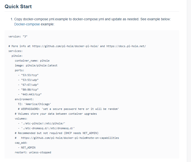 PiHole configuration specifications