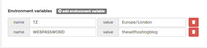 Portainer environment variable mapping